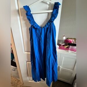 H&M Blue One Piece with Thick Straps and Ruched Neckline
